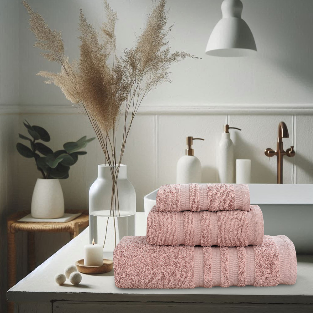 Πετσέτες Μπάνιου (Σετ 3τμχ) 100% Βαμβάκι Blanca Rose Pink 500gsm