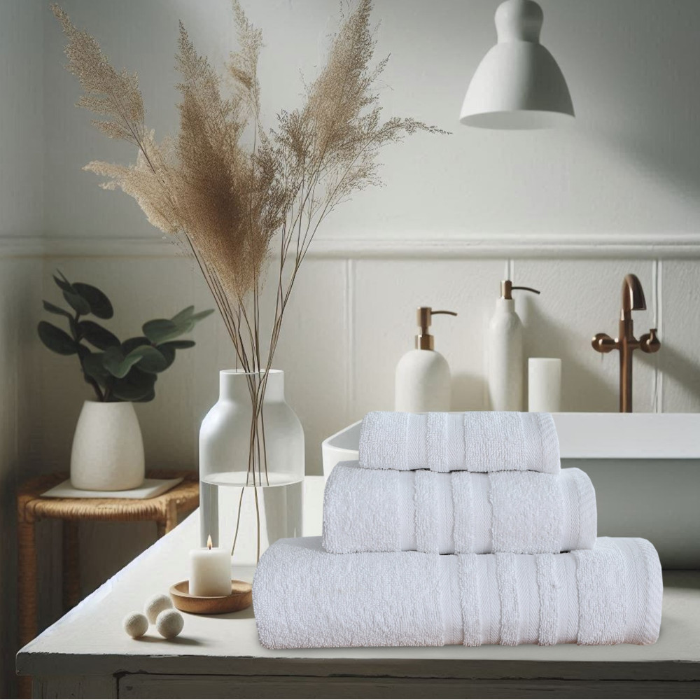 Πετσέτες Μπάνιου (Σετ 3τμχ) 100% Βαμβάκι Blanca White 500gsm