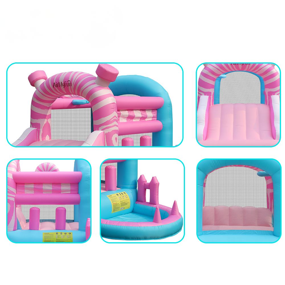 Φουσκωτό Τραμπολίνο Candy Castle με Τσουλήθρα, Χώρο Αναπήδησης & Παιχνίδια Εμποδίων 306×295×193 cm