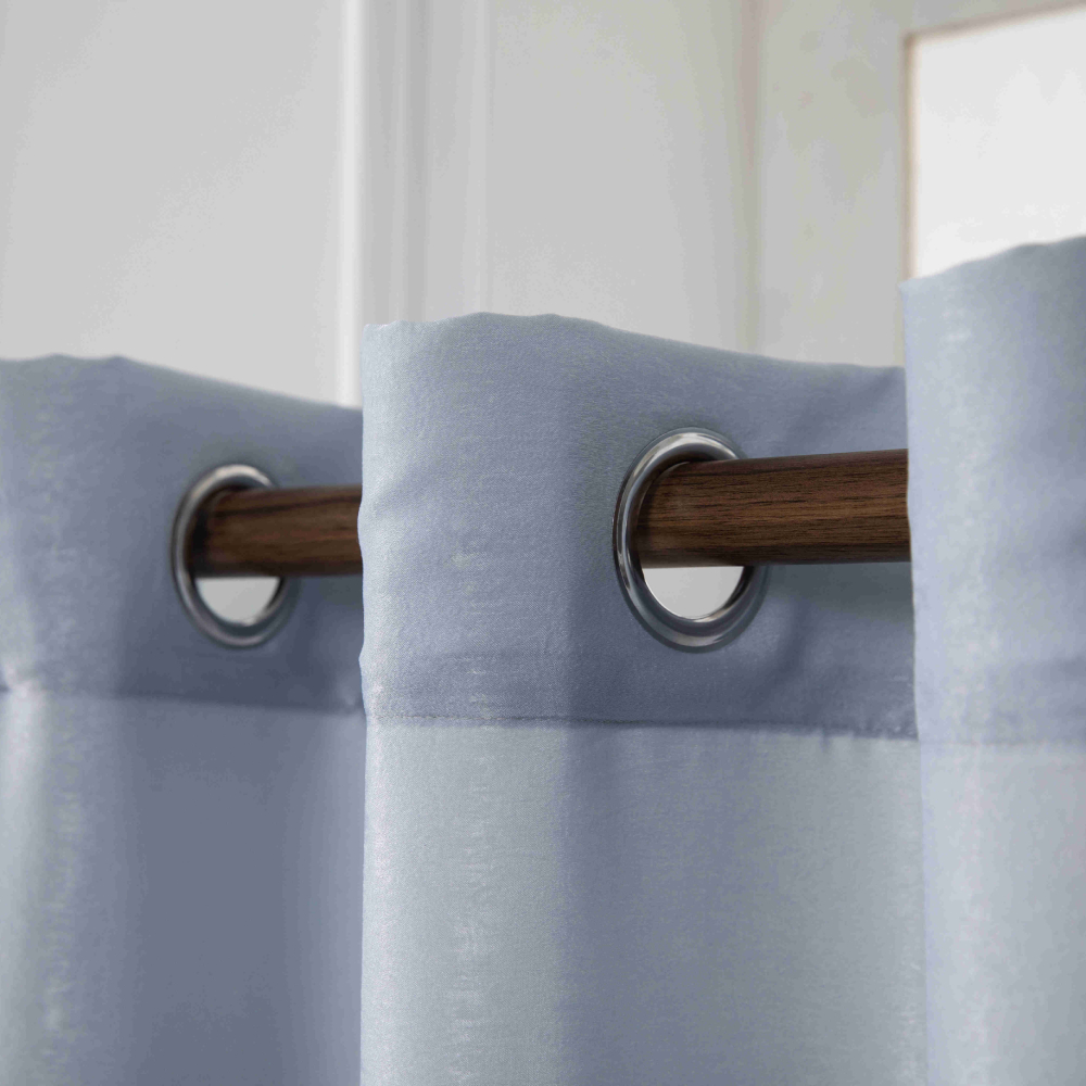 Velour Satin Κουρτίνα Ανοιχτό Μπλε 80% Σκίασης Με Κρίκο Υ270xΦ280cm A6341-15