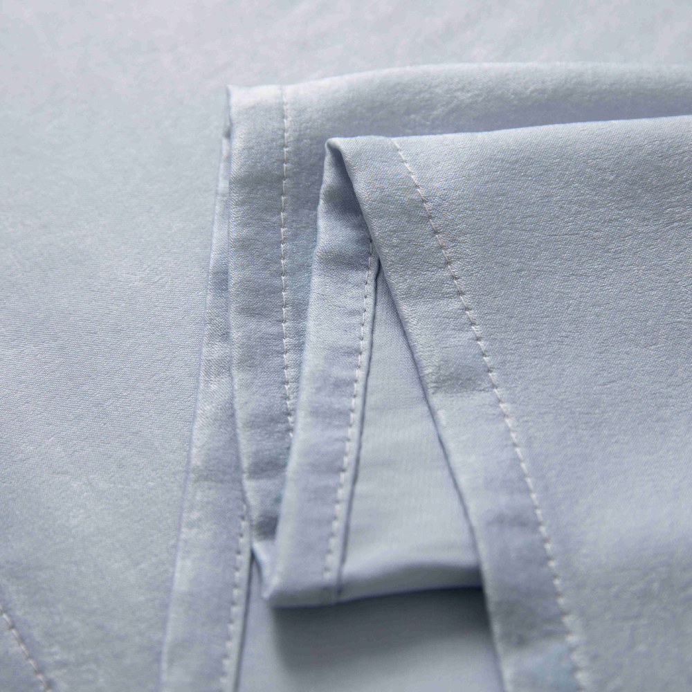 Velour Satin Κουρτίνα Ανοιχτό Μπλε 80% Σκίασης Με Κρίκο Υ270xΦ280cm A6341-15
